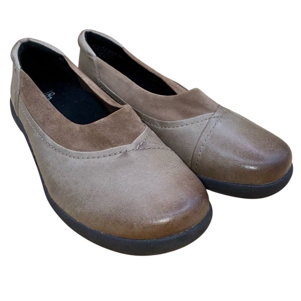 Abeo Etta Brown/Pewter Leather Flats, Women's Size 8,‎ EUC